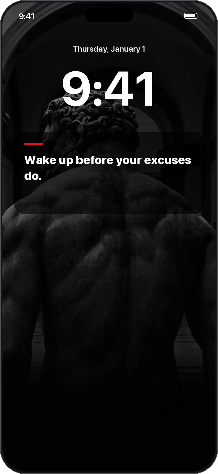 FURY Lock Screen widget with a quote under the clock